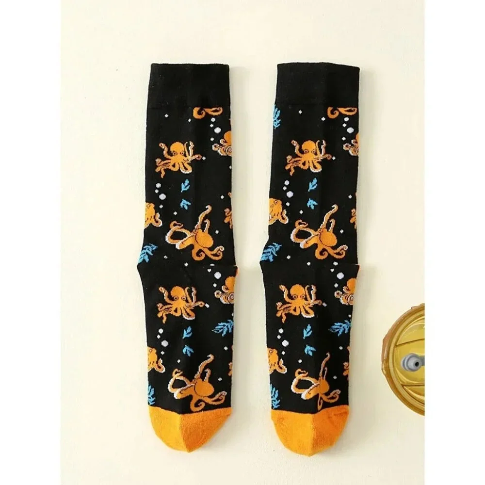Octopus Pattern Crew Socks for Women